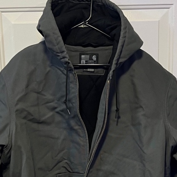 CARHARTT LK NW GRAVEL FLANNEL LINED HOODED LOOSE FIT DUCK COAT Men XL TALL/LONG - Picture 3 of 16